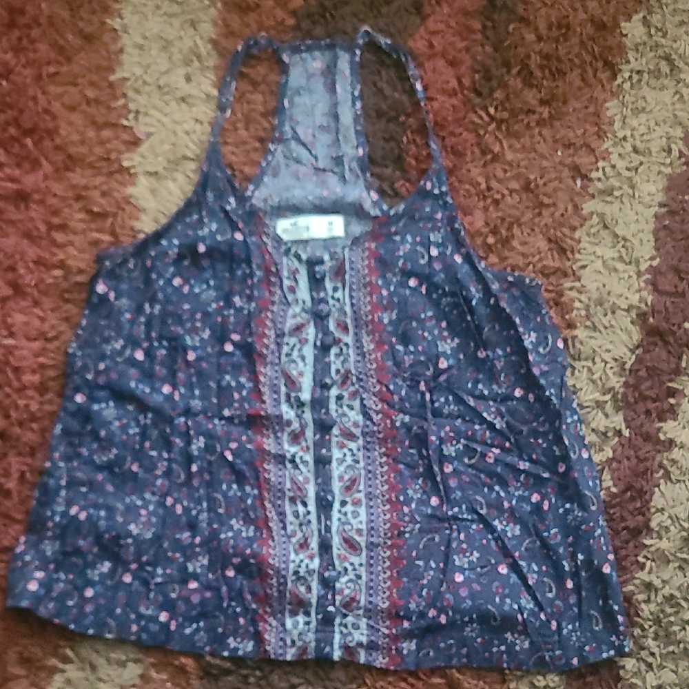 Hollister Navy Floral Tank Top